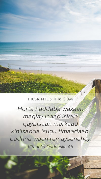 1 Korintos 11:18 SOM Bible Verse Image