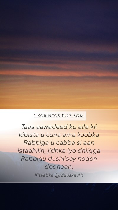 1 Korintos 11:27 SOM Bible Verse Image