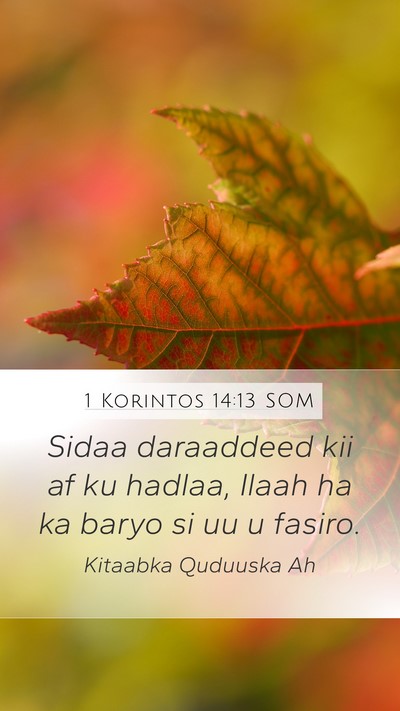 1 Korintos 14:13 SOM Mobile Phone Wallpaper - Sidaa daraaddeed kii af ku hadlaa, Ilaah ha ka - Mobile Bible Verse Wallpaper