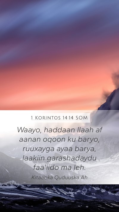 1 Korintos 14:14 SOM Bible Verse Image