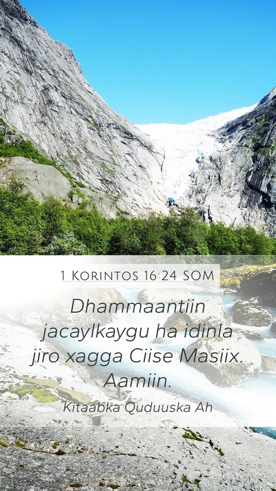 1 Korintos 16:24 SOM Mobile Phone Wallpaper - Dhammaantiin jacaylkaygu ha idinla jiro xagga - Mobile Bible Verse Wallpaper