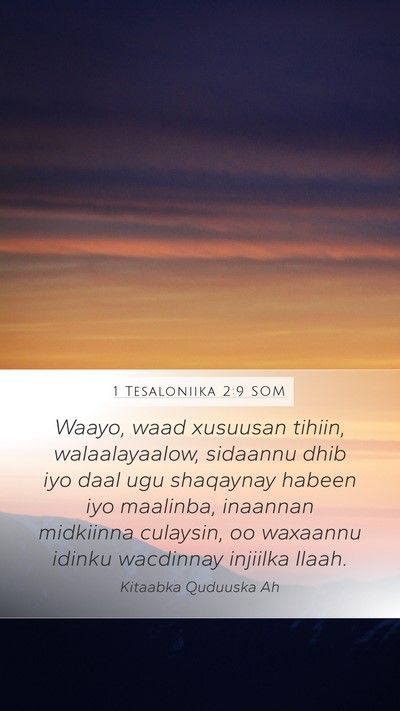 1 Tesaloniika 2:9 SOM Bible Verse Image