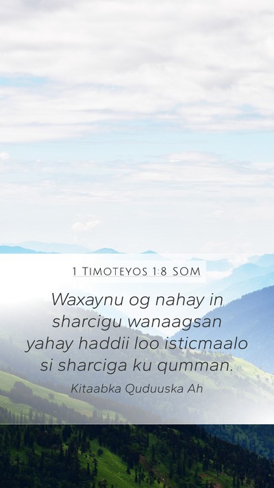 1 Timoteyos 1:8 SOM Bible Verse Image