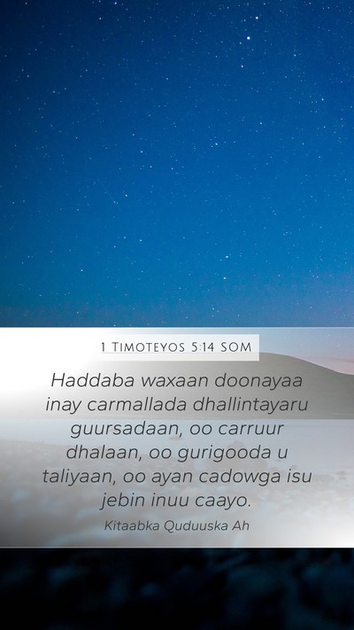 1 Timoteyos 5:14 SOM Bible Verse Image