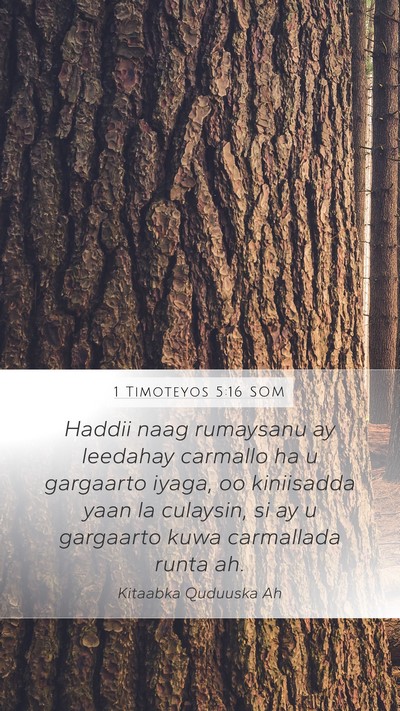 1 Timoteyos 5:16 SOM Bible Verse Image