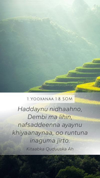 1 Yooxanaa 1:8 SOM Bible Verse Image