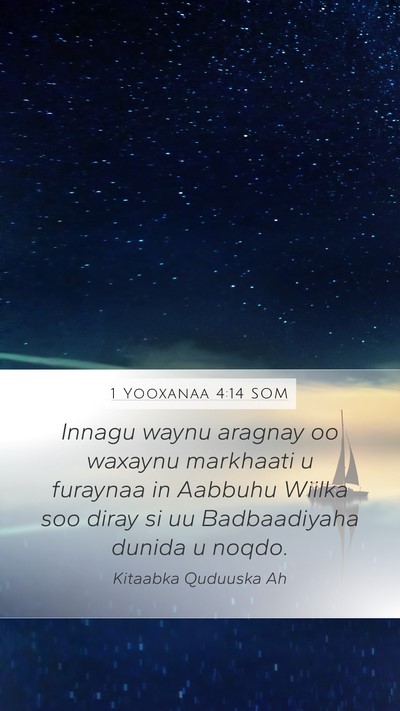1 Yooxanaa 4:14 SOM Bible Verse Image