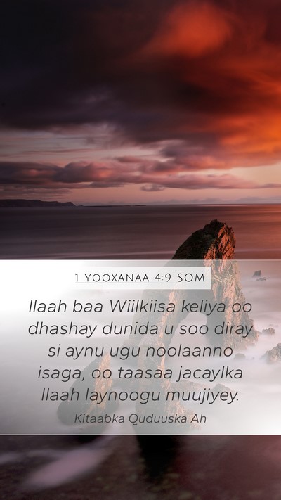 1 Yooxanaa 4:9 SOM Bible Verse Image