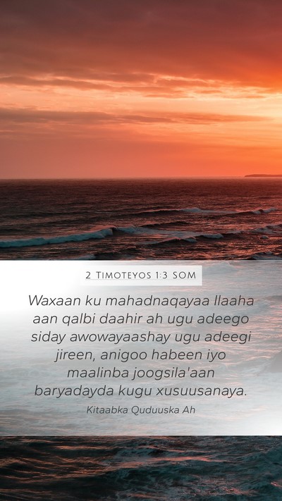 2 Timoteyos 1:3 SOM Mobile Phone Wallpaper - Waxaan ku mahadnaqayaa Ilaaha aan qalbi daahir ah - Mobile Bible Verse Wallpaper