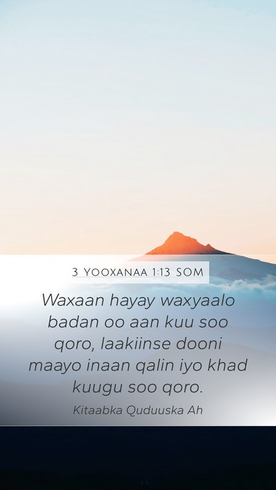 3 Yooxanaa 1:13 SOM Bible Verse Image