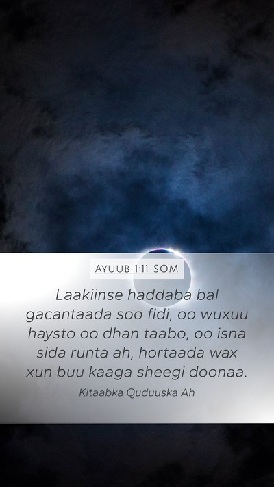 Ayuub 1:11 SOM Bible Verse Image