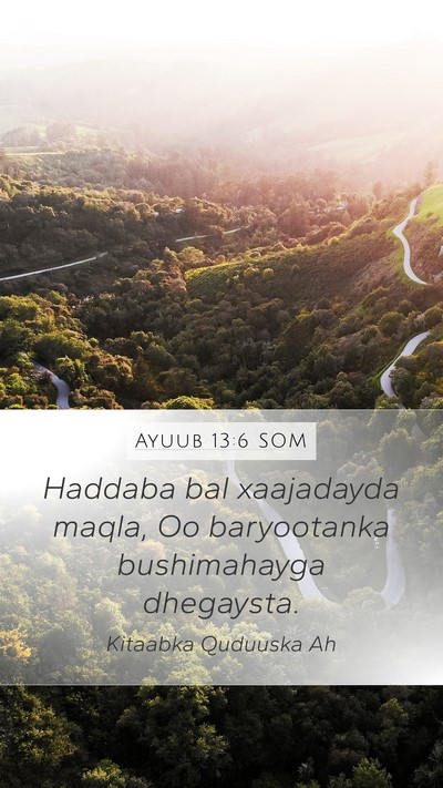 Ayuub 13:6 SOM Mobile Phone Wallpaper - Haddaba bal xaajadayda maqla, Oo baryootanka - Mobile Bible Verse Wallpaper
