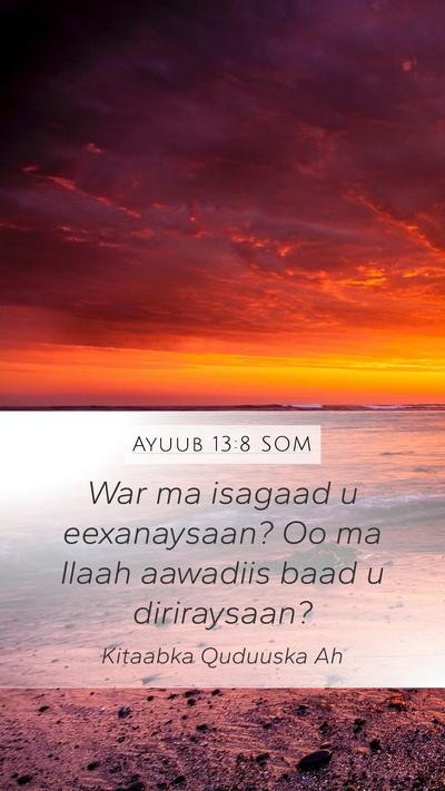 Ayuub 13:8 SOM Mobile Phone Wallpaper - War ma isagaad u eexanaysaan? Oo ma Ilaah - Mobile Bible Verse Wallpaper