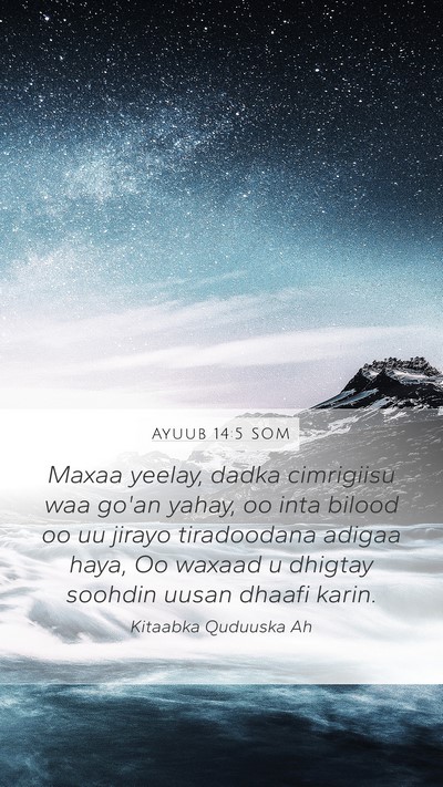 Ayuub 14:5 SOM Bible Verse Image