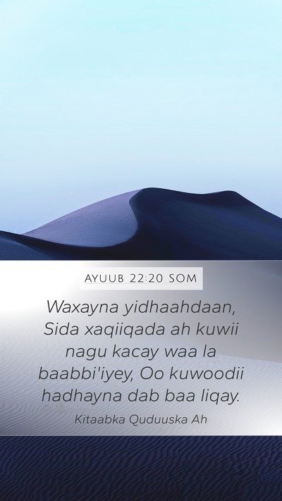 Ayuub 22:20 SOM Mobile Phone Wallpaper - Waxayna yidhaahdaan, Sida xaqiiqada ah kuwii nagu - Mobile Bible Verse Wallpaper