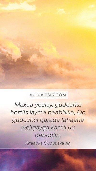 Ayuub 23:17 SOM Mobile Phone Wallpaper - Maxaa yeelay, gudcurka hortiis layma baabbi'in, - Mobile Bible Verse Wallpaper