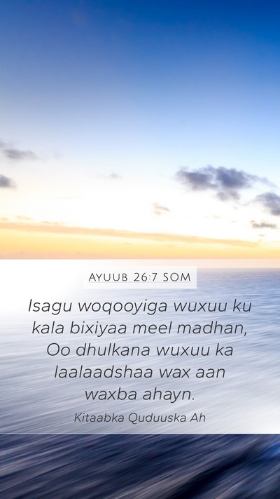 Ayuub 26:7 SOM Bible Verse Image