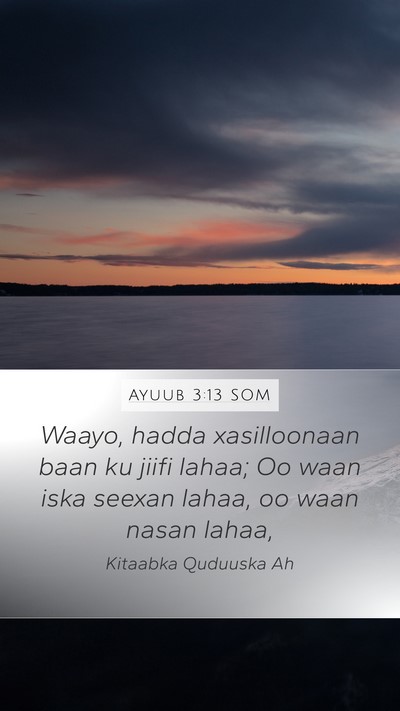 Ayuub 3:13 SOM Mobile Phone Wallpaper - Waayo, hadda xasilloonaan baan ku jiifi lahaa; Oo - Mobile Bible Verse Wallpaper