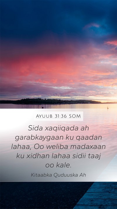 Ayuub 31:36 SOM Mobile Phone Wallpaper - Sida xaqiiqada ah garabkaygaan ku qaadan lahaa, - Mobile Bible Verse Wallpaper