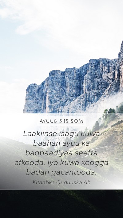 Ayuub 5:15 SOM Bible Verse Image