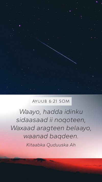 Ayuub 6:21 SOM Bible Verse Image