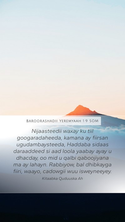 Baroorashadii Yeremyaah 1:9 SOM Bible Verse Image