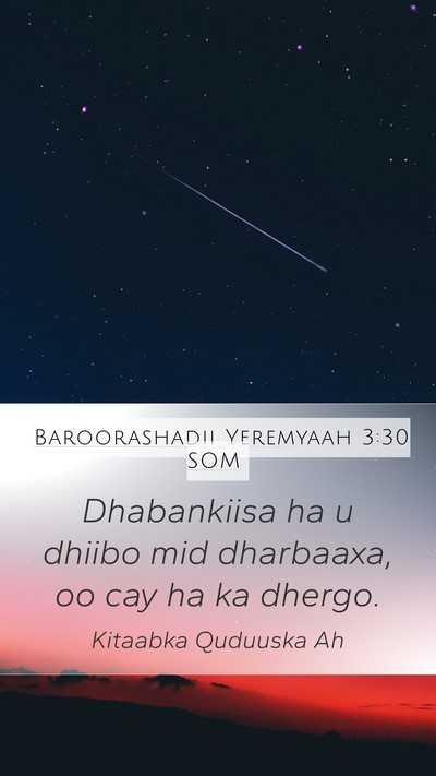 Baroorashadii Yeremyaah 3:30 SOM Bible Verse Image