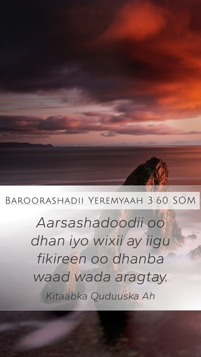 Baroorashadii Yeremyaah 3:60 SOM Mobile Phone Wallpaper - Aarsashadoodii oo dhan iyo wixii ay iigu fikireen - Mobile Bible Verse Wallpaper