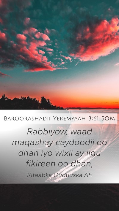 Baroorashadii Yeremyaah 3:61 SOM Bible Verse Image