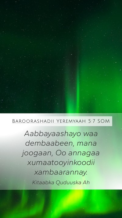 Baroorashadii Yeremyaah 5:7 SOM Bible Verse Image