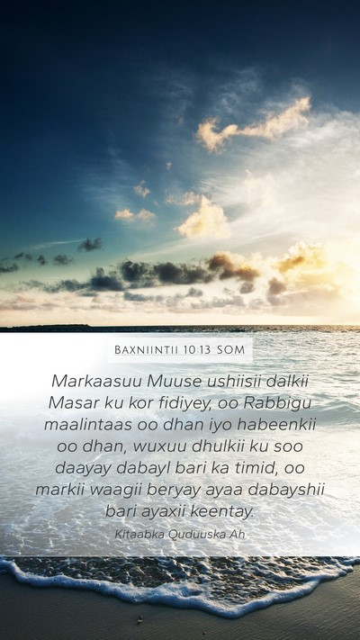 Baxniintii 10:13 SOM Bible Verse Image