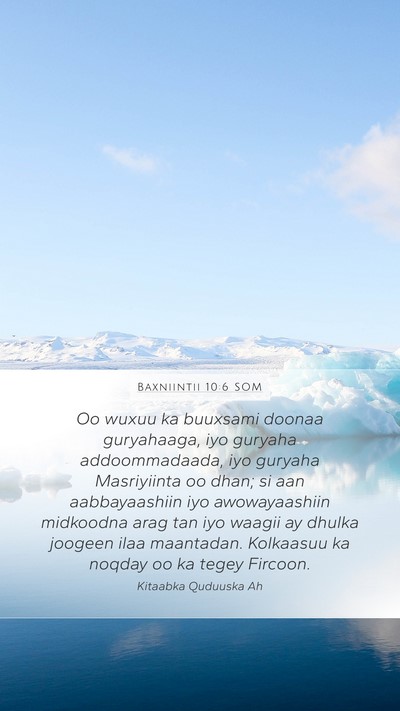Baxniintii 10:6 SOM Bible Verse Image