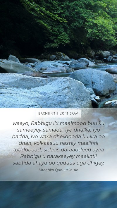 Baxniintii 20:11 SOM Bible Verse Image