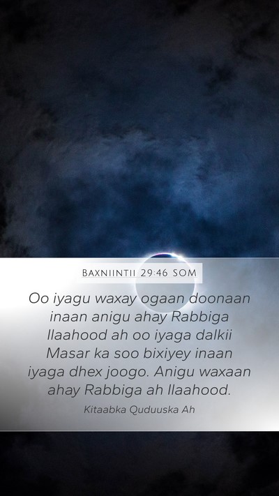 Baxniintii 29:46 SOM Mobile Phone Wallpaper - Oo iyagu waxay ogaan doonaan inaan anigu ahay - Mobile Bible Verse Wallpaper