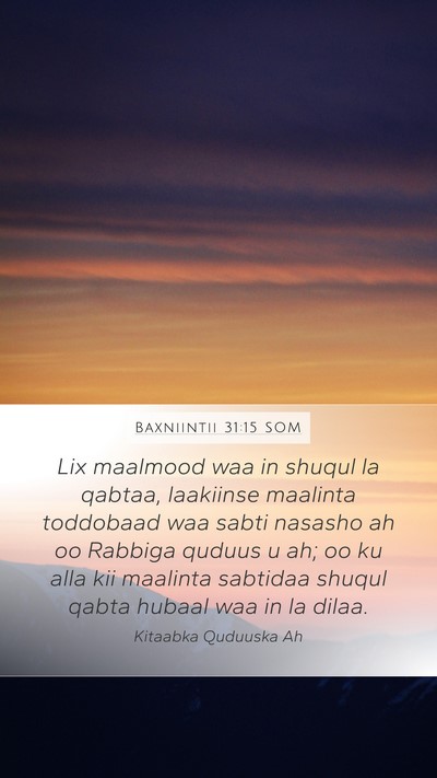 Baxniintii 31:15 SOM Bible Verse Image