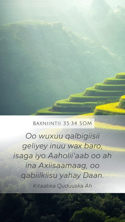 Baxniintii 35:34 SOM Mobile Phone Wallpaper - Oo wuxuu qalbigiisii geliyey inuu wax baro, isaga - Mobile Bible Verse Wallpaper
