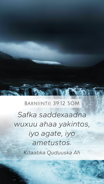 Baxniintii 39:12 SOM Mobile Phone Wallpaper - Safka saddexaadna wuxuu ahaa yakintos, iyo agate, - Mobile Bible Verse Wallpaper