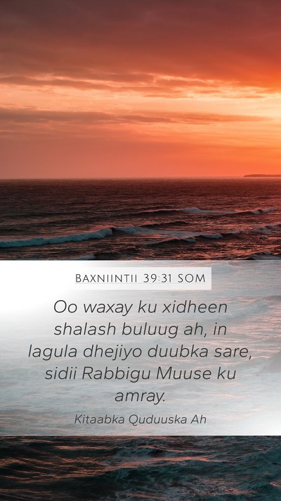 Baxniintii 39:31 SOM Mobile Phone Wallpaper - Oo waxay ku xidheen shalash buluug ah, in lagula - Mobile Bible Verse Wallpaper