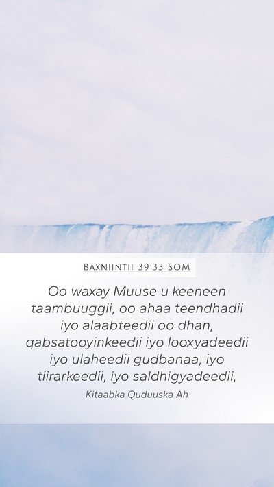 Baxniintii 39:33 SOM Bible Verse Image