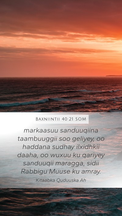 Baxniintii 40:21 SOM Bible Verse Image