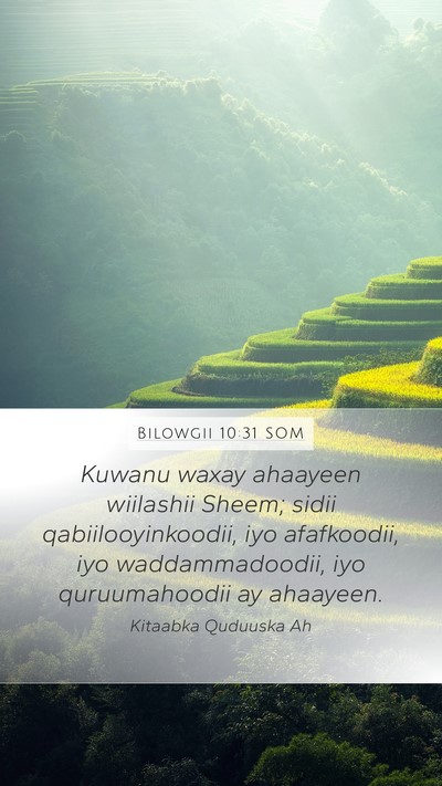 Bilowgii 10:31 SOM Bible Verse Image