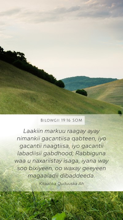 Bilowgii 19:16 SOM Bible Verse Image