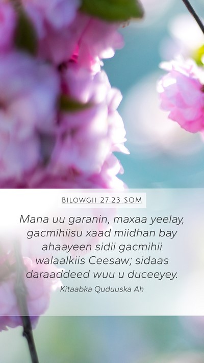 Bilowgii 27:23 SOM Mobile Phone Wallpaper - Mana uu garanin, maxaa yeelay, gacmihiisu xaad - Mobile Bible Verse Wallpaper