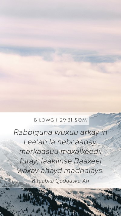 Bilowgii 29:31 SOM Bible Verse Image