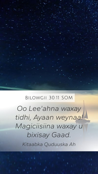 Bilowgii 30:11 SOM Mobile Phone Wallpaper - Oo Lee'ahna waxay tidhi, Ayaan weynaa! - Mobile Bible Verse Wallpaper