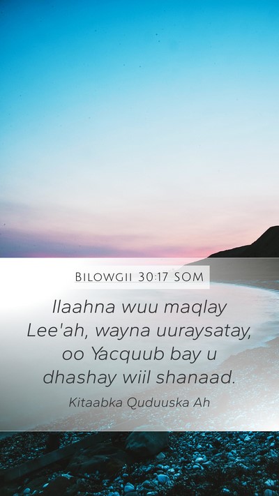 Bilowgii 30:17 SOM Bible Verse Image