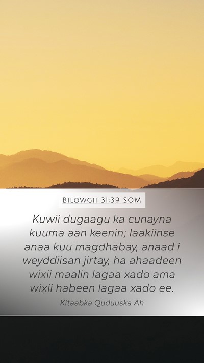 Bilowgii 31:39 SOM Bible Verse Image