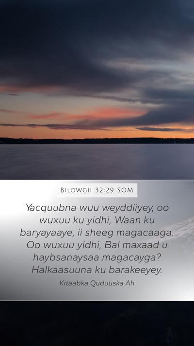 Bilowgii 32:29 SOM Bible Verse Image