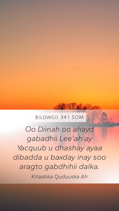 Bilowgii 34:1 SOM Mobile Phone Wallpaper - Oo Diinah oo ahayd gabadhii Lee'ah ay Yacquub u - Mobile Bible Verse Wallpaper