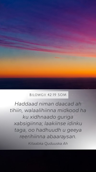 Bilowgii 42:19 SOM Bible Verse Image